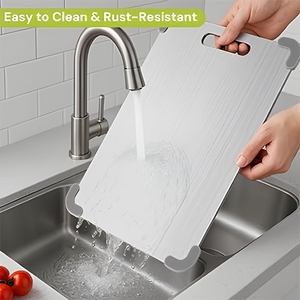 Tabla de Cortar Creativa Antideslizante de Acero Inoxidable 201 de 1.0 mm con Diseño de Esquinas para Carne, Frutas y Amasar, Ecológica - Product Image 4