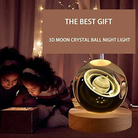 Iluminación Inteligente para el Hogar, Bola de Cristal Tallada, Unidad Flash USB, Regalo de Navidad para Niños, Lámpara LED de Noche para Mesa de Noche
