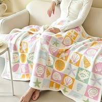 Bedruckte Fleece-Decke nach Maß, Plüschdecke mit Meeresmuscheln und Seesternen für Couch und Sofa, Personalisierte Büro- und Reisedecke