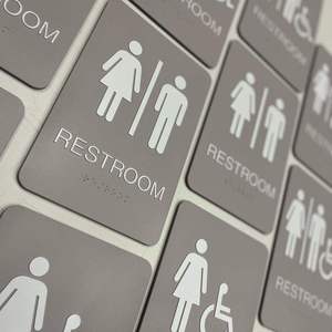Señalización Táctil en Braille para Baños Accesibles para Discapacitados, Personalizada, <span class=keywords><strong>de</strong></span> Aluminio Cepillado, Impermeable, con Logotipo Personalizado - Product Image 3