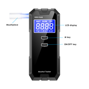 Brandstofcelsensor Blaastest Alcoholtester <span class=keywords><strong>2</strong></span>,0" LCD-scherm <3s Snelle respons CE-gecertificeerd 50 testregistraties ACT UDE-FA30-model - Product Image 5