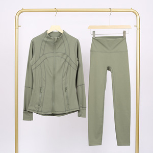 Completo Lul* con Pantaloni a Cinque Punti e Giacca con Colletto Alto, Manica Lunga, Cappotto da Donna, Vita Elastica, Asciugatura Rapida, <span class=keywords><strong>Abbigliamento</strong></span> Sportivo per Corsa e Yoga - Product Image 2