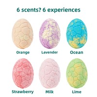 TK – Lot de 6 œufs de dinosaure à dissoudre pour le bain, avec jouet caché, ensemble d'aromathérapie, contrôle du sébum, exfoliant et nettoyant, emballés individuellement