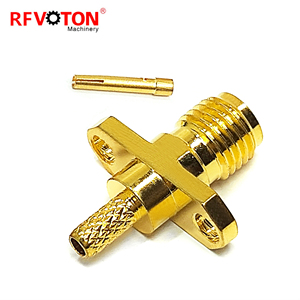 Fabrika kaynağı altın kaplama Sma kadın Jack Hembra 2 delik flanş paneli Rg316 vida Rf koaksiyel koaksiyel konnektör Rohs stokta bakır - Product Image 1