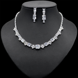 HIBRIDE Gorgeous Square Shape Yellow Cubic Zircon Party Necklace <strong>Jewlery</strong> Sets for Women Wedding Bridal <strong>Costume</strong> Accessories N-369 - Product Image 3