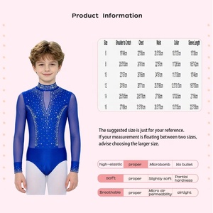 Maillot de Gimnasia para Niños con Pedrería, Malla Brillante, Manga Larga, Cuello Alto, Ajuste Delgado para Competición y Entrenamiento, Personalizable - Product Image 6