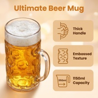Chope à bière incassable en polycarbonate PC, 1000 ml, grande taille, avec logo personnalisé, pour bar, pub, restaurant, fête d'Oktoberfest