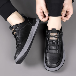 Men's Genuine <b>Leather</b> Walking Shoes Round Toe Breathable Mesh Lining Rubber Outsole Low Heel Fashion Casual <b>Sneakers</b> - Product Image 3