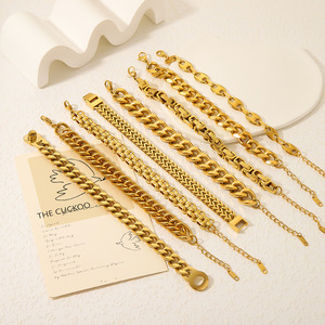 Luxurious Designs 18K PVD Gold Plated Stainless Steel Chunky Cuban Link Chain <b>Bracelet</b> | Waterproof, Hypoallergenic No Fading - Product Image 5