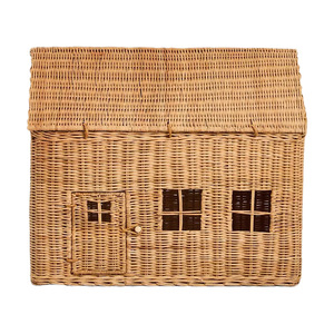 Hand Woven Miniature House <b>Toy</b> <b>Storage</b> <b>Basket</b> Rattan Rectangle Shape Multifunctional Children's Playhouse <b>Storage</b> Solution - Product Image 5