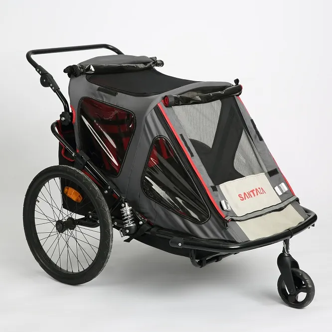 Factory wholesale safe foldable Bike Bicycle Baby Trailer with two big wheel