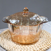 Grande casserole en verre de haute qualité, en borosilicate, pour la cuisine à domicile, avec couvercle
