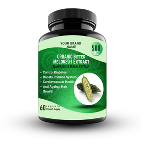 100% Capsules d'extrait de Melon Amer Biologique 20:1 à Base de Plantes Soutient le Système Nerveux Sain Direct Inde Marque Privée - Product Image 1