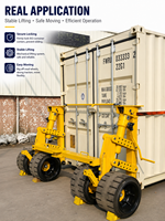 Système de transport mobile ISO Corner Wheel pour conteneurs maritimes, avec outil de remorquage et de levage, pour le déplacement et le transport de conteneurs.