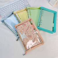 Couverture de carnet de notes en PVC souple, disponible en plusieurs couleurs, or Transparent, 6 bagues, planificateur d'album planificateur, enveloppe d'argent, feuilles amples, bineurs A6