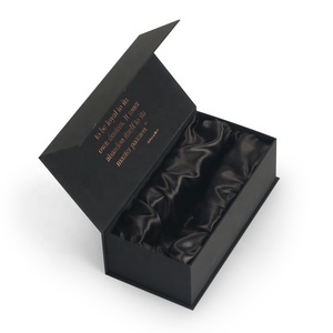 Luxury Packaging Box Gift Packaging Custom Black Luxury Foldable Magnetic Gift Box Packaging Lined With Satin