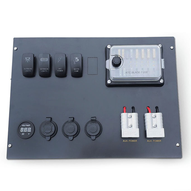 12Volt Setup Switch Board 12V Canopy Control Panel Box with Solar Accessories Circuits Power Outlets Power Plugs