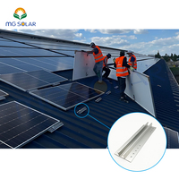 Profil Aluminium Panel Surya Mini Rail AL6005-T5 Sistem Pemasangan Atap Logam Trapesium Tanpa Rel