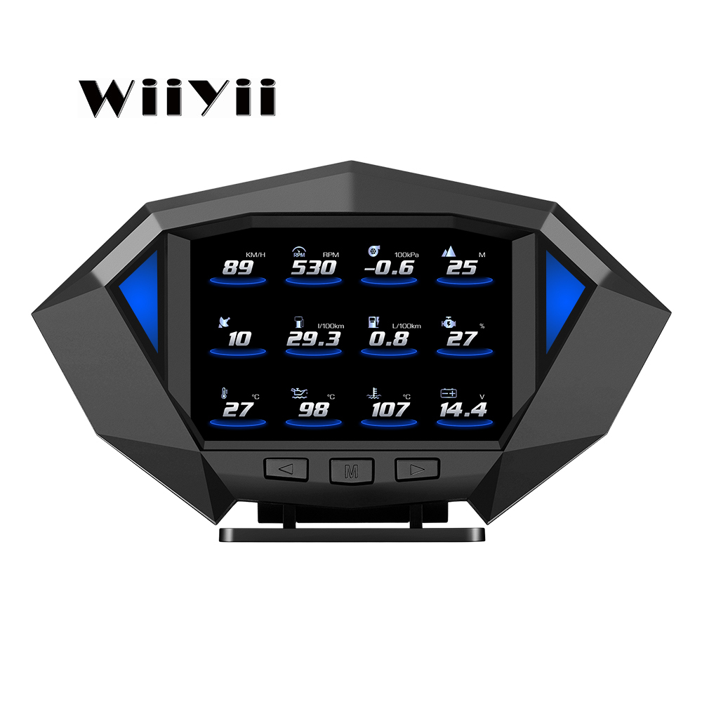 Новейшая версия P1, дисплей на голову OBD2 + GPS + измеритель наклона с 10 функциями сигнализации, быстрый отклик HUD