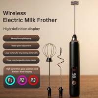 Mousseur à lait électrique moderne en plastique écologique avec port de charge USB-C rechargeable, batteur à café, mixeur, blender