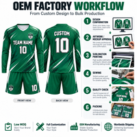 Tenue de football scolaire : Maillot à manches longues et short personnalisés pour jeunes, uniforme de football par sublimation, vente en gros OEM, ensemble nom et numéro