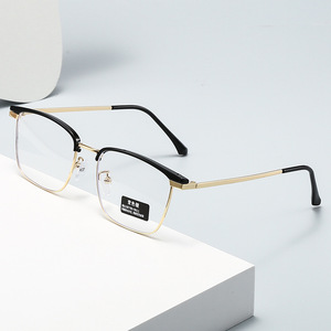 Half Rimmed Metal <b>Eyeglasses</b> 1.61 Pc Lens Blue Light Protection Semi <b>Frame</b> Single Vision Fashionable Photochromic Glasses - Product Image 2