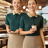 Polo à manches courtes d'été pour les gestionnaires de restaurant, les hôtesse, uniforme de cuisine pour café, bar, 65% polyester, 35% coton