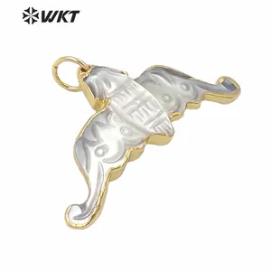 WT-JP232 Wholesale gold electroplated mother of pearl bat pendant gorgeous white MOP animals bat necklace pendant