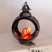 Décoration veilleuse ronde feu de joie vent lampe atmosphère article décoratif LED petite lampe à vent