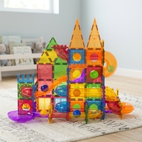 Circuit de billes magnétique 100 pièces, blocs de construction 3D transparents, jouet éducatif STEM pour enfants, conforme aux normes ASTM EN71 CPC CE