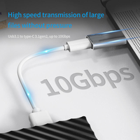 Adaptateur USB3.2 GEN2 10 Gbps USB C Femelle vers USB Mâle Type C vers USB A Câble de Chargeur Convertisseur 3A 2A Charge Rapide Aluminium Gris