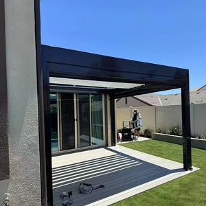 Luxury Black Aluminum Retractable Louvered <strong>Pergola</strong> Gazebo Pavilion For Outdoor Courtyard, UV Resistant Custom Sunshade Canopy - Product Image 3