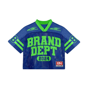 เสื้อยืดแขนสั้นทรงบ็อกซี่ผ้าตาข่ายสไตล์สตรีทแวร์ โพลีเอสเตอร์ 100% น้ำหนักเบา แห้งเร็ว ระบายอากาศได้ดี ซับเหงื่อ รับสกรีนโลโก้ - Product Image 3