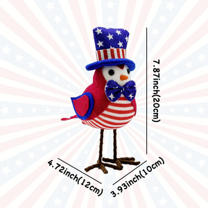 Decoración Patriótica de Alta Calidad para el <span class=keywords><strong>4</strong></span> de Julio, Adorno de Pájaro de Peluche con Sombrero de Uncle Sam para el Día de la Independencia de EE. UU., Decoración para el Hogar - Product Image 5