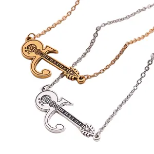 Ожерелье с подвеской в виде символа любви принца панк гитары аксессуары для мужчин и женщин Золотое и серебряное ожерелье с памятью принца