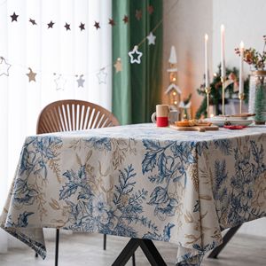 <span class=keywords><strong>Mantel</strong></span> Navideño Ychon con Estampado de Piñas Azules, <span class=keywords><strong>Mantel</strong></span> Rectangular de Tela para Decoración de Mesa de Comedor - Product Image 3