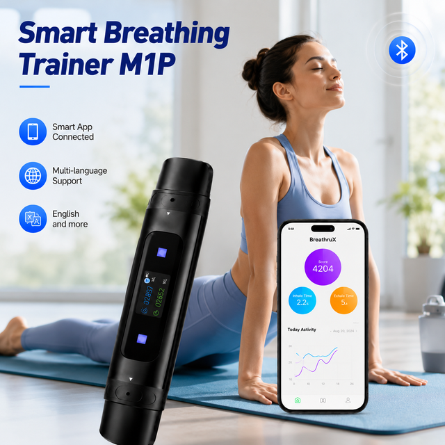Smart for Aluminum Alloy Breathing Assistant APP Real-Time Data Display Dual Channel Inhale/Exhale Training 3 Resistance