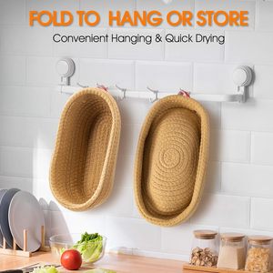 Fodere a doppio strato 9 pollici pasta madre pane cottura ovale corda di cotone rotonda cesto di prova del pane per panettieri con coperture - Product Image 4