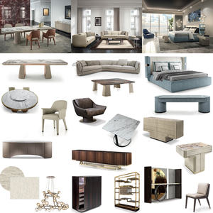 Set da Pranzo di Lusso Moderno con <span class=keywords><strong>Tavolo</strong></span> in Marmo Bianco e <span class=keywords><strong>Sedie</strong></span> in Pelle <span class=keywords><strong>Marrone</strong></span> per Case di Prestigio - Product Image 1