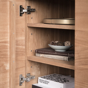 Aparador Minimalista de Madera de Teca Africana para Sala de Estar con 5+ Cajones y Compartimentos, Mueble Ahorrador de Espacio para Apartamentos y Hoteles - Product Image 6