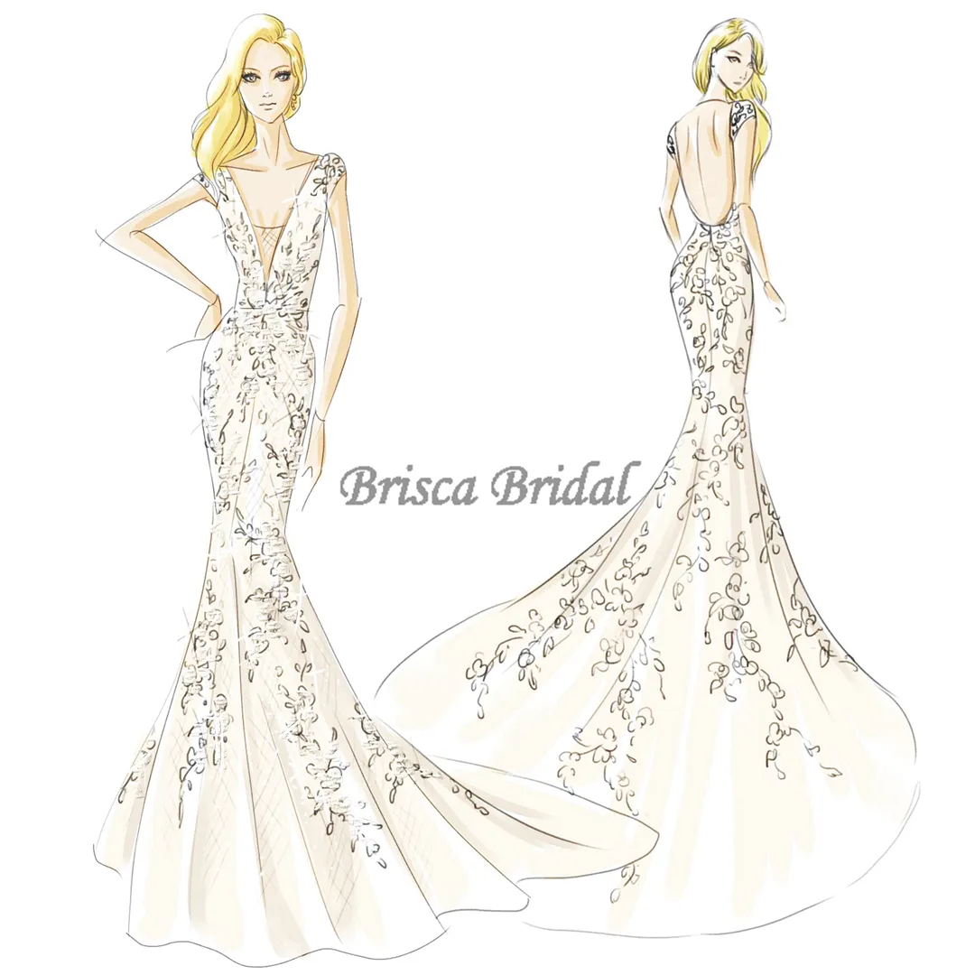 3D Cutting Customized Wedding Dress Mermaid Bridal Elegant Ball Gown