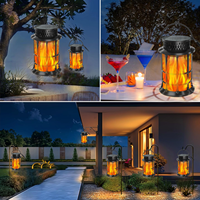 OVO-048 Solar-Palastlaterne Flammen-Amberlicht LED 2 Modi Zum Aufhängen oder Aufstellen IP65 Wasserdicht für Garten- und Terrassendekoration