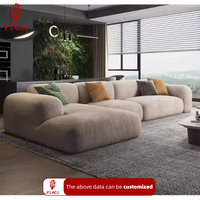 Fabricante profesional Sofá en forma de L Sala de estar Muebles Piso Terciopelo 3 plazas Modular Sofá seccional Juego de sofá
