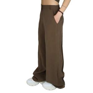 Pantalon pour femme Take Two DKE8636, couleur camel, coupe large, taille haute, décontracté - Product Image 2