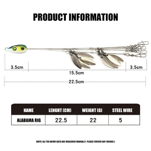 Esca da Pesca Alabama 21,5cm 18g con 8 Gruppi di Esche Glitterate, Esche Morbide per Pesca in Mare, Attrezzatura da Pesca - Product Image 3