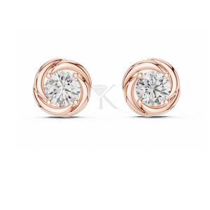 Boucles d'oreilles à nœud en ruban sculptural avec diamants, dotées de fermoirs à vis sécurisés, bijoux fins élégants et minimalistes, parfaits pour les femmes - Product Image 5