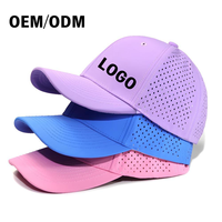 Gorra de béisbol transpirable de malla perforada con corte láser de 6 paneles al por mayor, gorra deportiva impermeable estilo camionero con look urbano