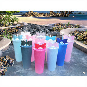 Pajita de plástico con diseño de lazo y diamantes para botella de agua con diseño de durian, vaso de café, aplicable para la vuelta al cole y para bebidas hervidas - Product Image 3