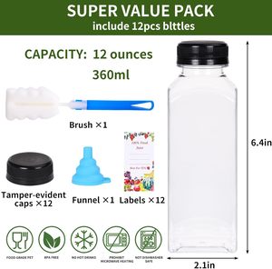 Custom 2 4 8 12 16 oz PET <b>Plastic</b> Square Juice <b>Bottles</b> for Juice Business. 60ml 120ml 250ml 350ml 500ml Juice <b>Bottle</b> With Cap - Product Image 2
