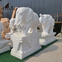 QUYANG extérieur Nature sculpture sur pierre grande Statue d'éléphant thaïlandais paire de marbre blanc éléphant à vendre